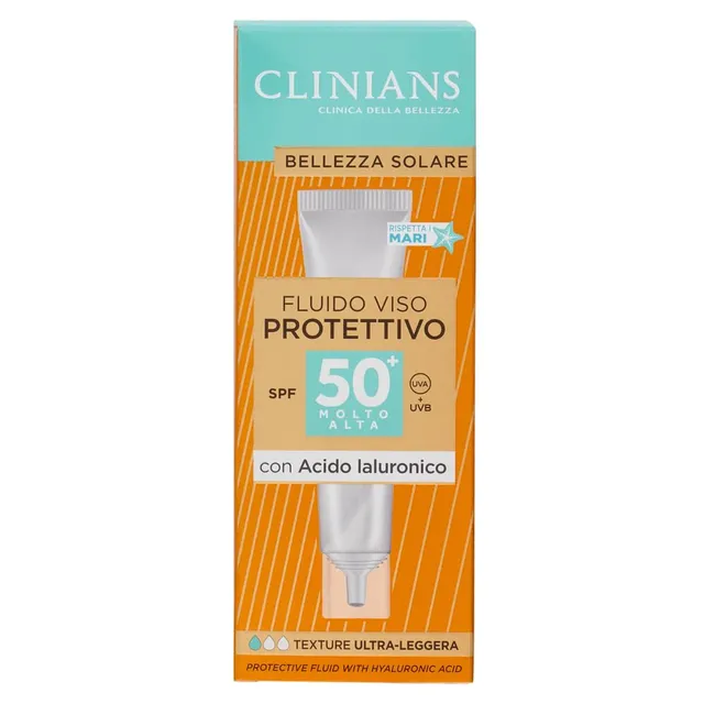 clinians-fluido-protettivo-viso-spf50-con-acido-ialuronico-texture-ultra-leggera image 1