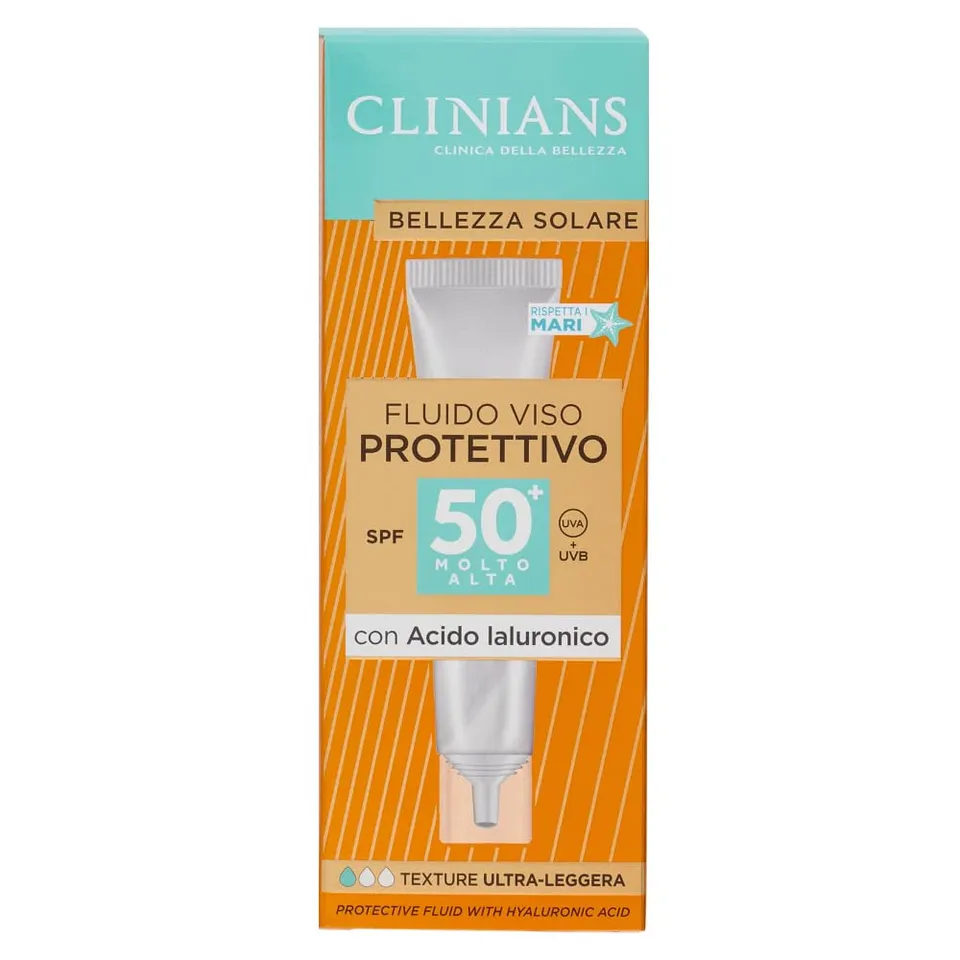clinians-fluido-protettivo-viso-spf50-con-acido-ialuronico-texture-ultra-leggera image 1