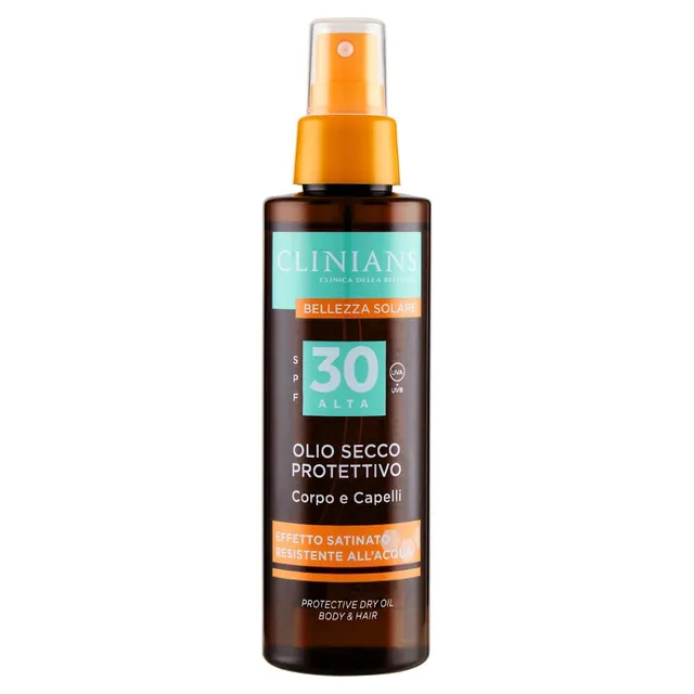 clinians-olio-secco-protettivo-corpo-e-capelli-spf30-150-ml-con-vitamina-e-mando image 1