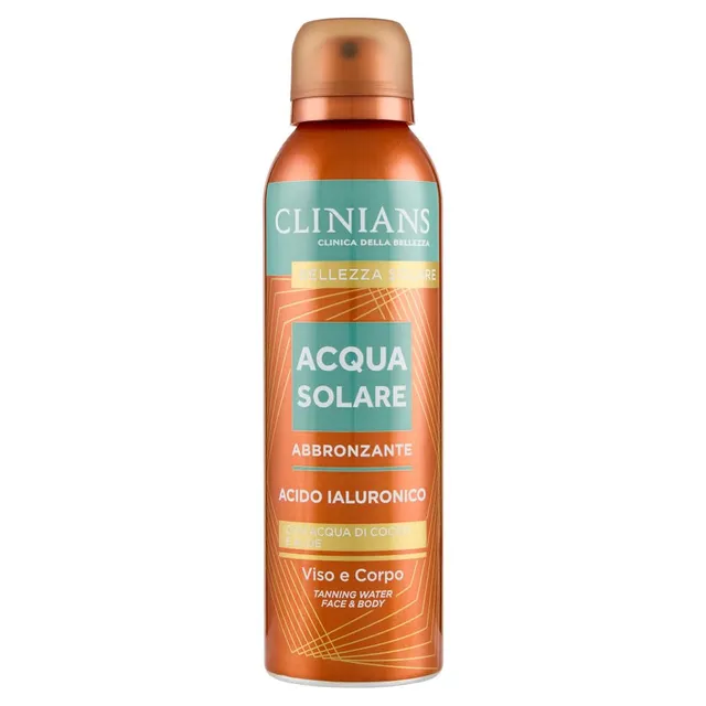 clinians-acqua-solare-abbronzante-viso-corpo-con-acido-ialuronico-acqua-di-cocco image 1