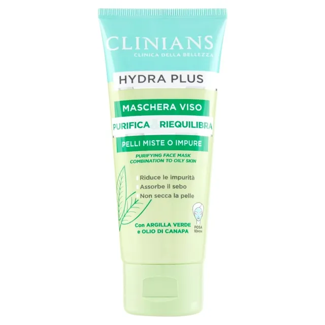 clinians-hydra-plus-maschera-viso-purificante-con-argilla-verde-e-olio-di-canapa image 1