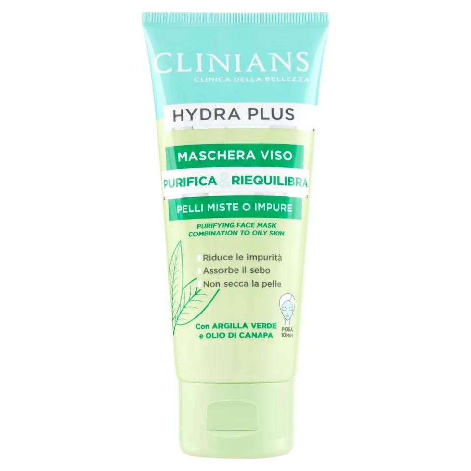clinians-hydra-plus-maschera-viso-purificante-con-argilla-verde-e-olio-di-canapa image 1