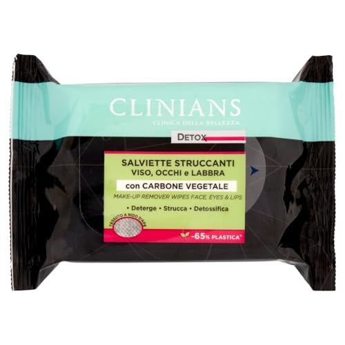 clinians-salviette-struccanti-detox-con-carbone-vegetale-150-salviette-25-pz-x-6 image 3