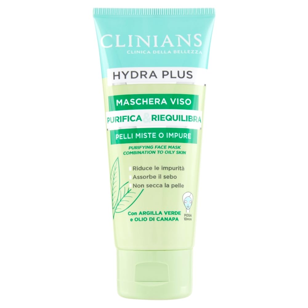 clinians-hydra-plus-maschera-viso-purificante-con-argilla-verde-e-olio-di-canapa image 1