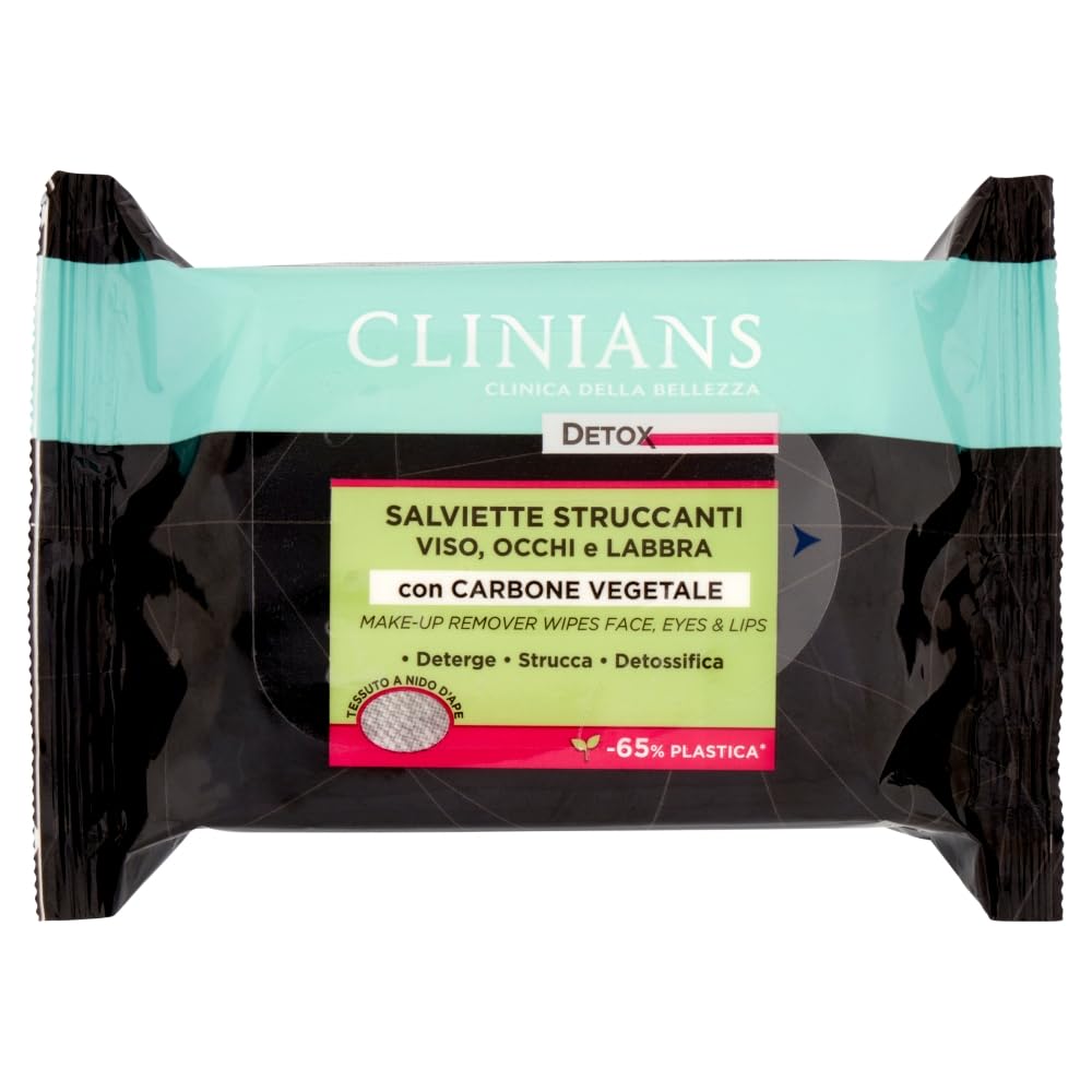 clinians-salviette-struccanti-detox-con-carbone-vegetale-150-salviette-25-pz-x-6 image 1