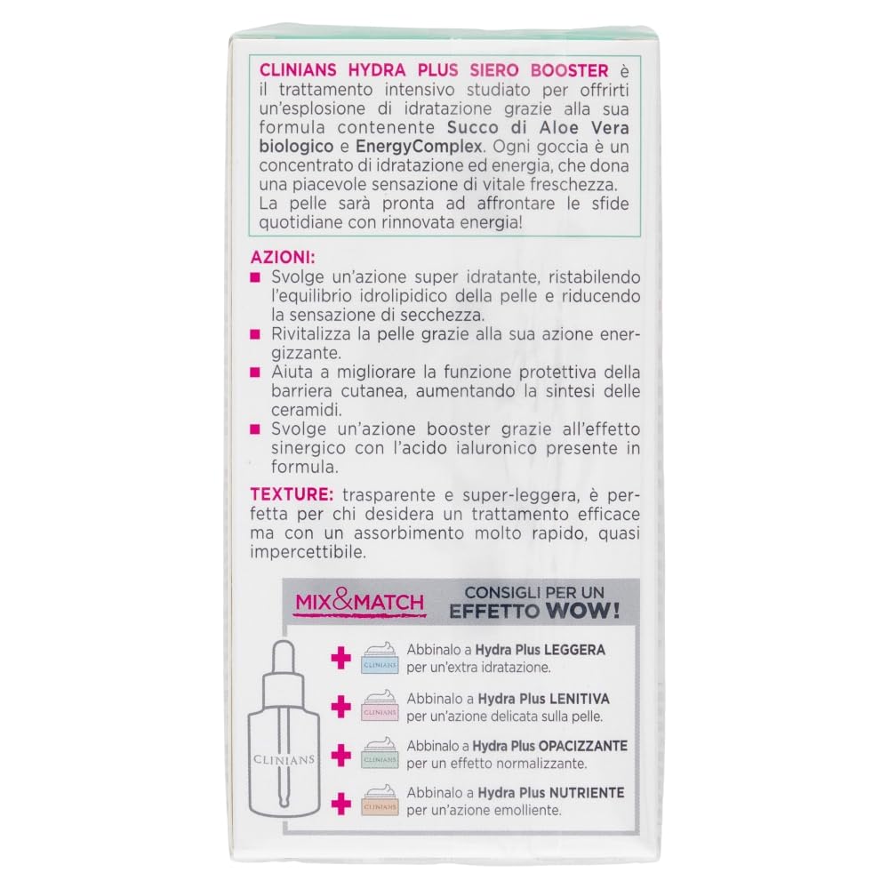clinians-hydra-plus-siero-booster-30-ml-con-aloe-vera-biologico-energycomplex-e- image 3